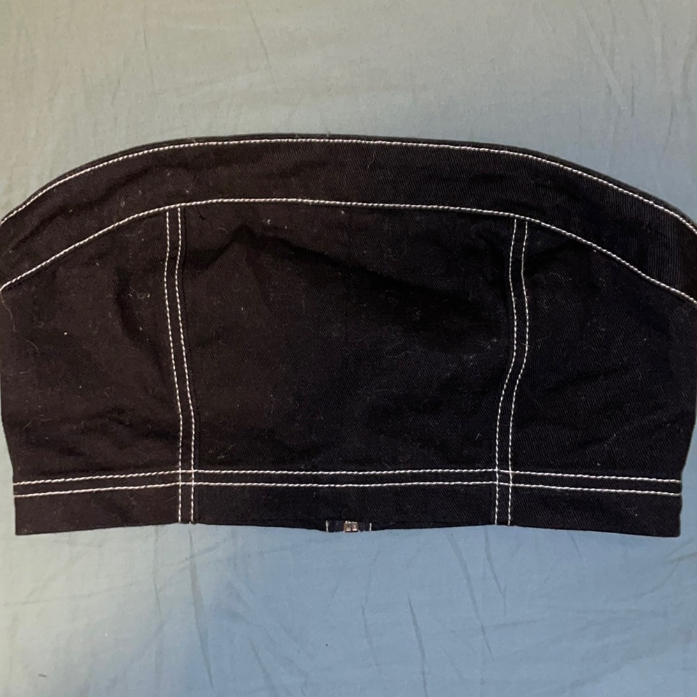 Black jean tube top zipper in the back
